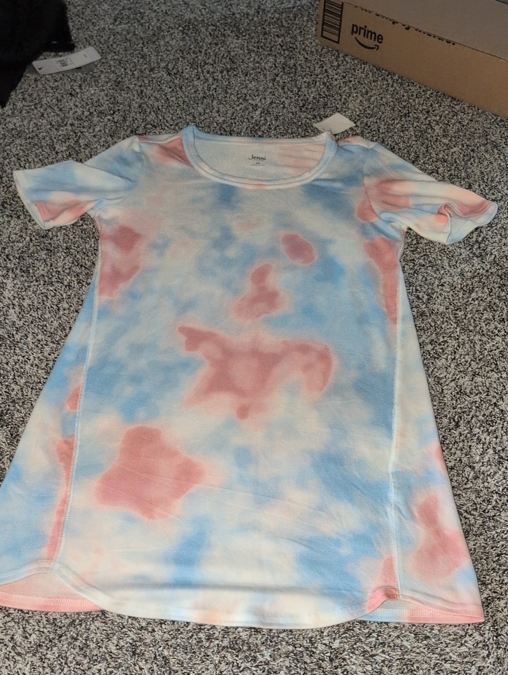 Jenni Pink, Blue & Cream Tie-Dye Short Sleeve Sleep Shirt/ Dress